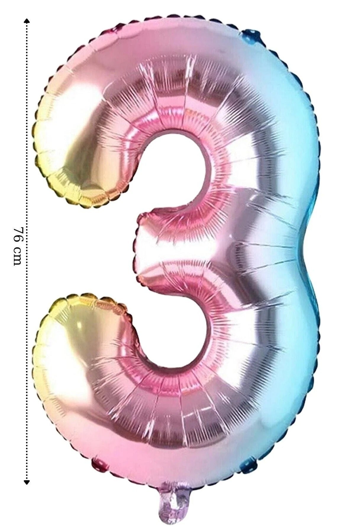 Folyo Balon 3 Rakamı Helyum 76 Cm Balon Gökkuşağı