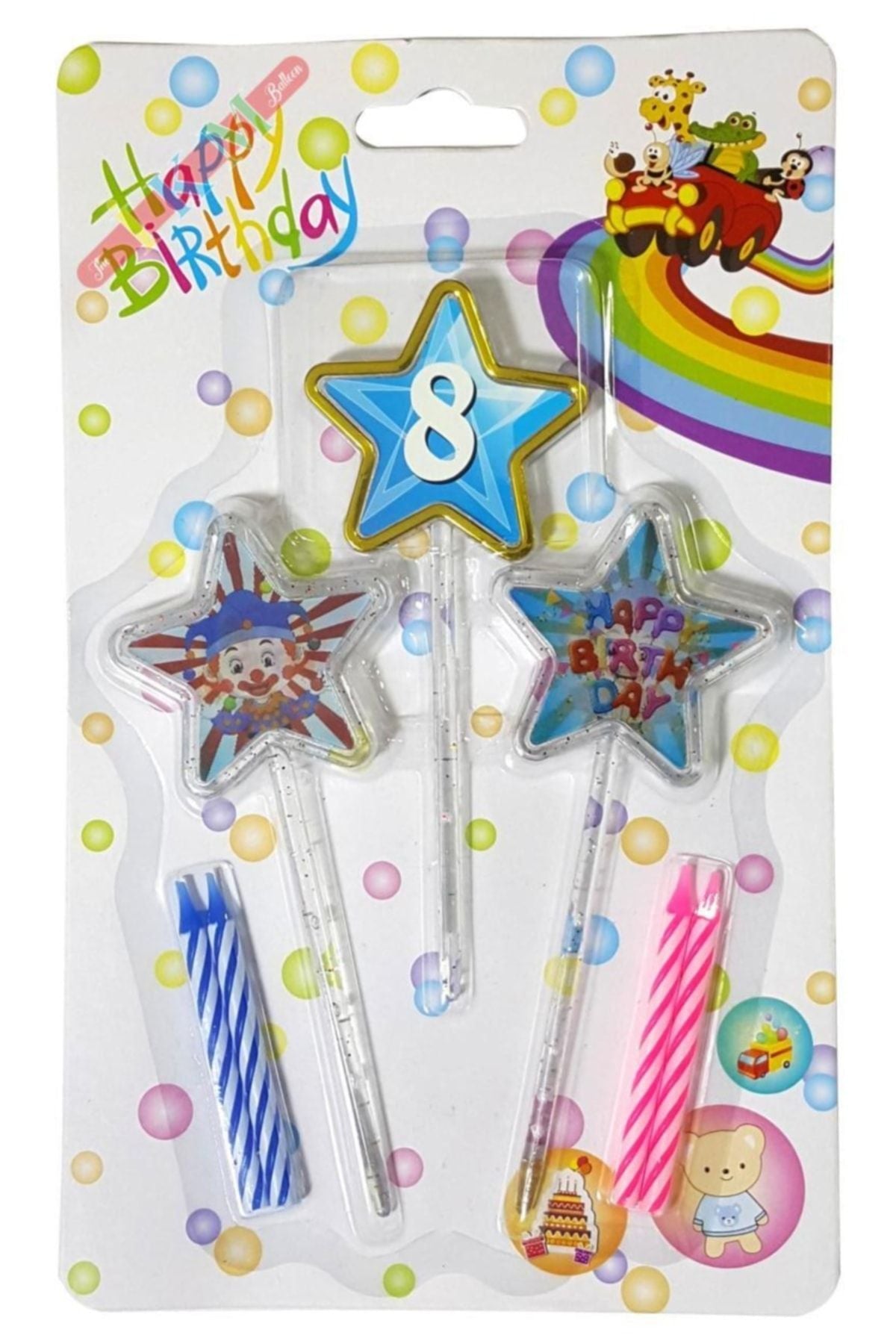 Yıldız Figürlü 3d Tasarımlı Mum Mavi Renk 8 Rakamı 13 Cm (Agamograph Mum)