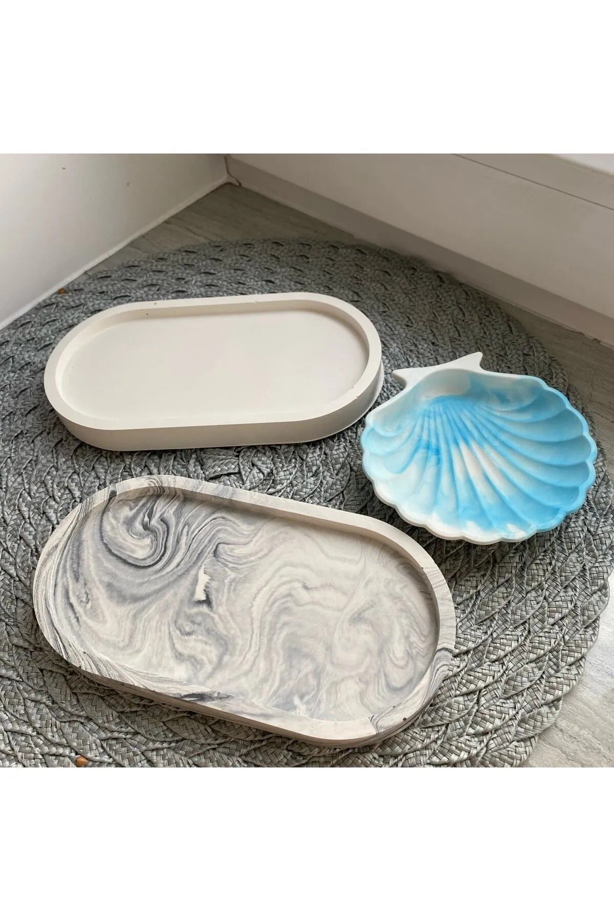 Epoksi Beton Oval Şekilli Tabak Sunumluk Silikon Kalıbı