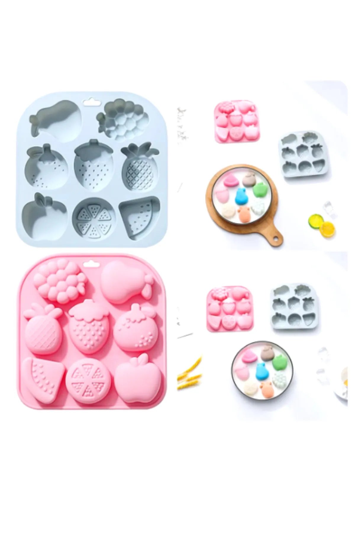 Meyve Desenli Mango Elma Armut Karpuz Çikolata Mum Sabun Kalıbı