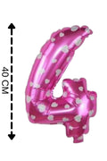 Folyo Balon 4 Rakamı Helyum Balon 40 Cm Pembe Renk