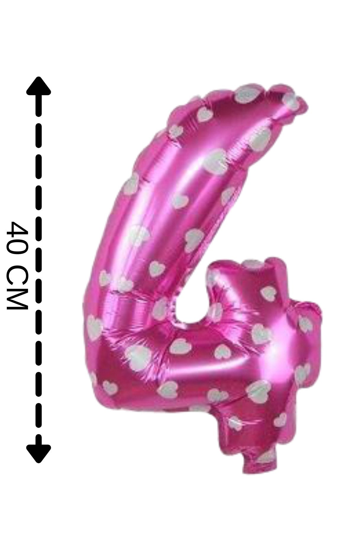 Folyo Balon 4 Rakamı Helyum Balon 40 Cm Pembe Renk