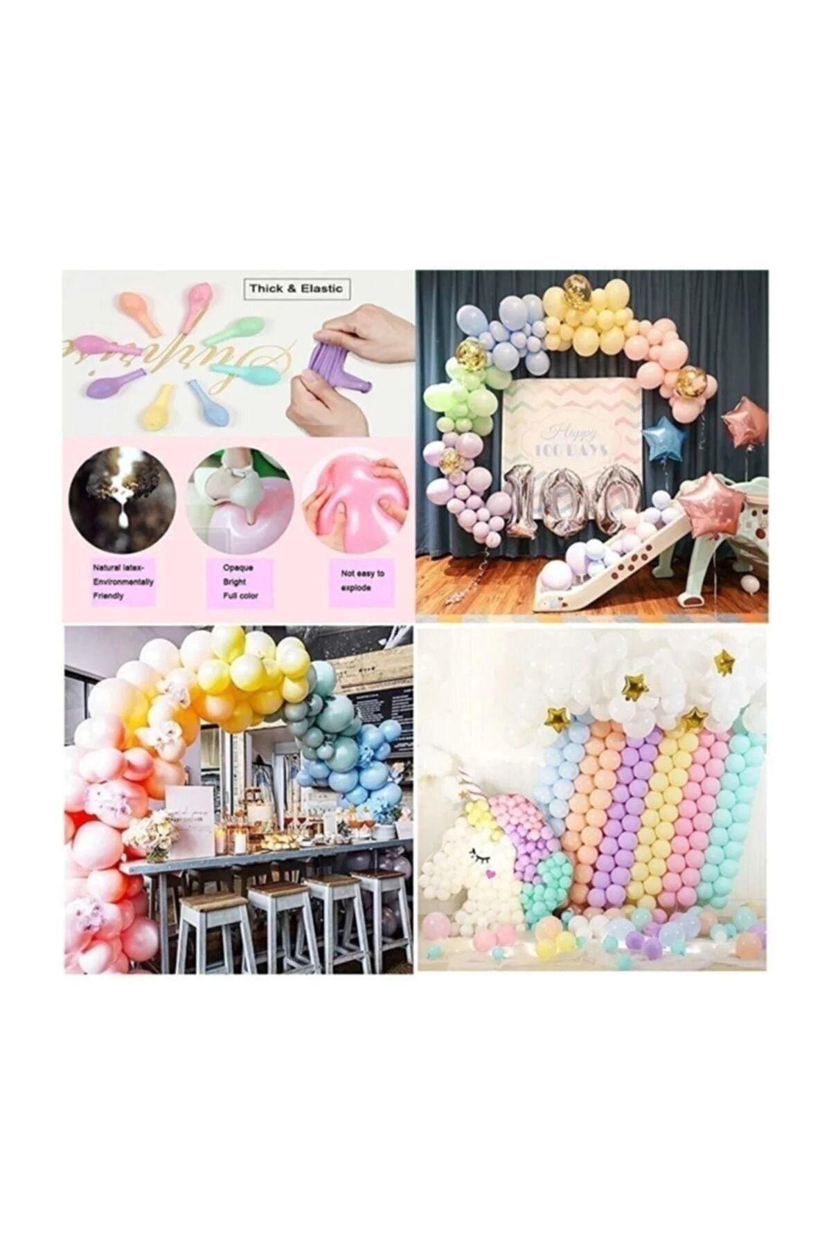 Unicorn Temalı Makaron Soft Renk Pastel Balon Zinciri