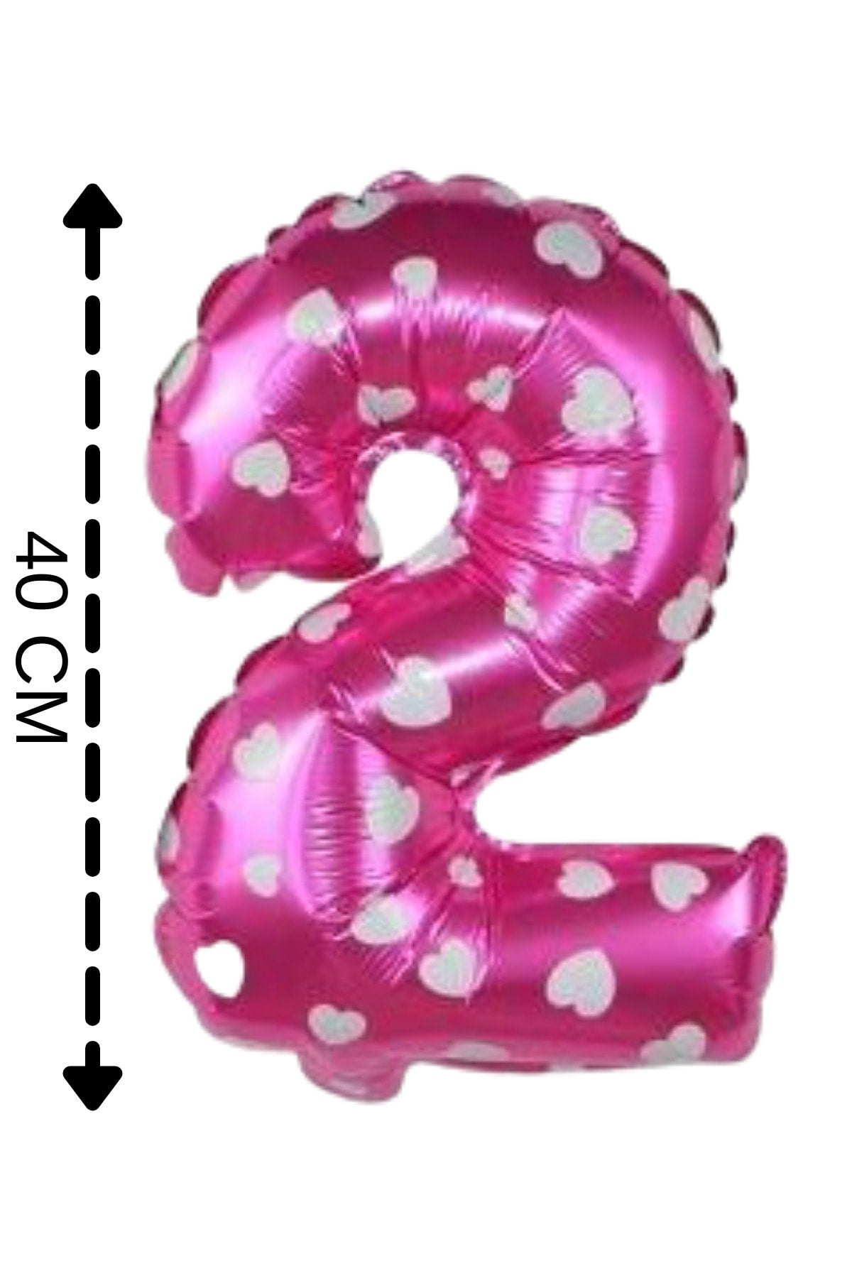 Folyo Balon 2 Rakamı Helyum Balon 40 Cm Pembe Renk