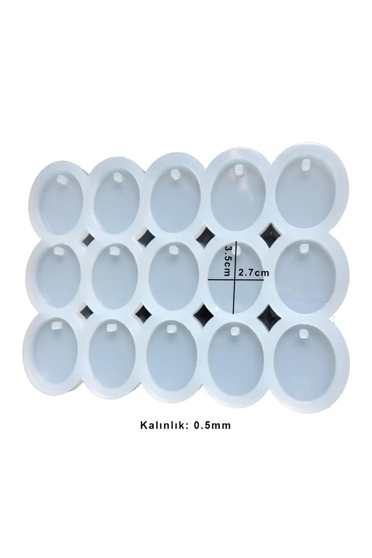Epoksi Çoklu Oval Kolye Anahtarlık Silikon Kalıbı 15'li