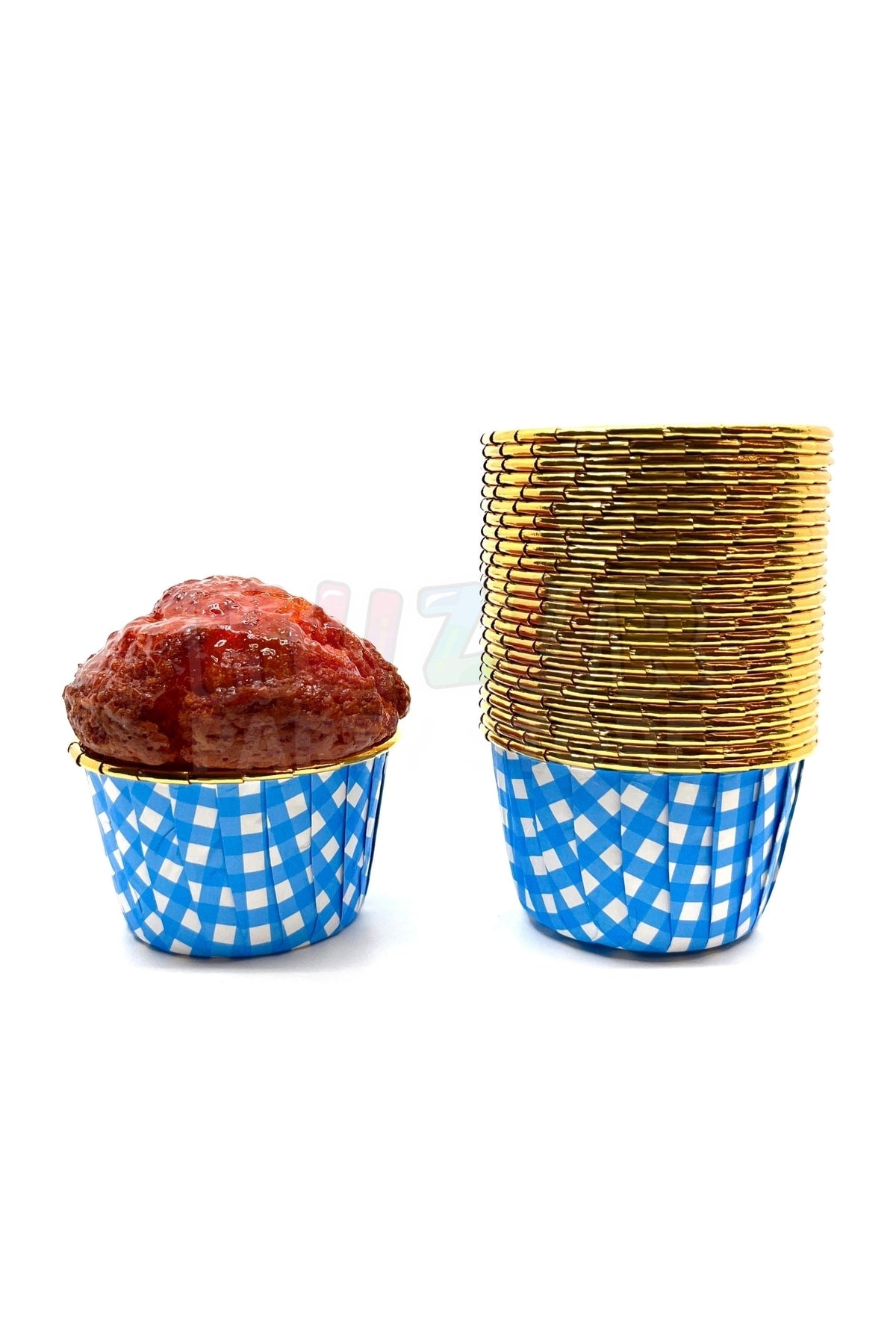 Muffin Cupcake Kalıbı İçi Gold Maviekosel Renk 25 Adet