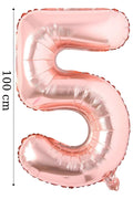 Folyo Balon 5 Rakamı Helyum Balon 100 Cm Rose Renk