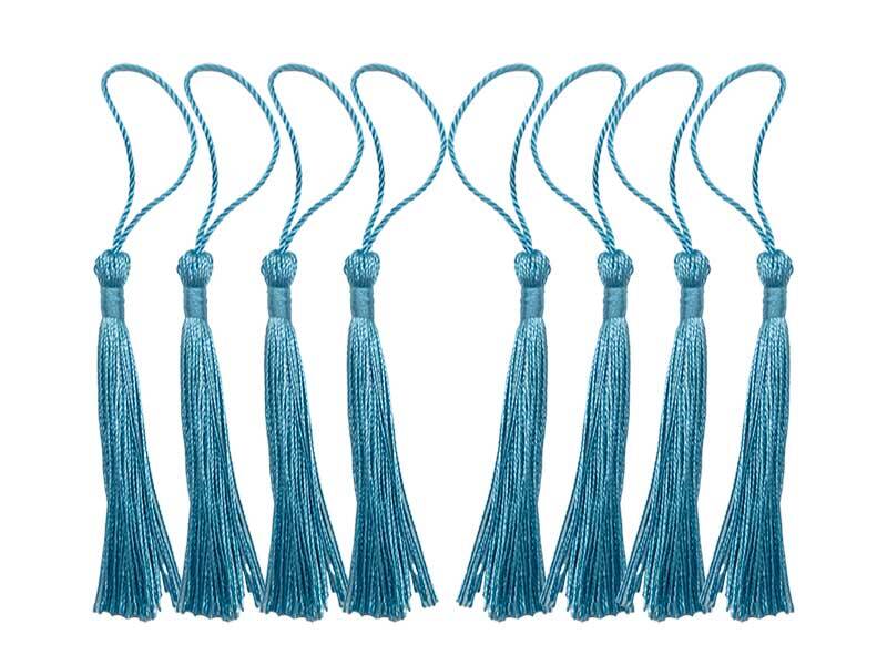 Turkuaz Püskül Ipeksi El Yapımı Yumuşak El Işi Mini Püsküller 50 Adet