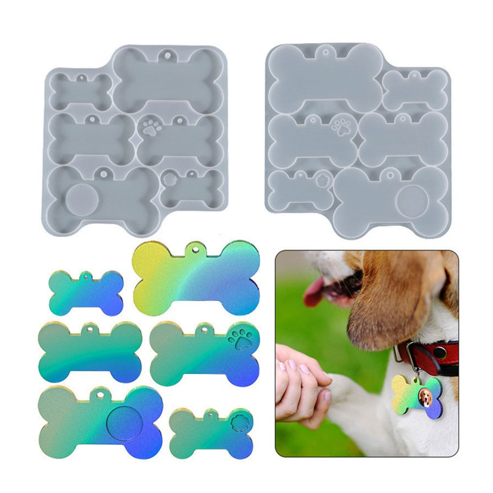Epoksi Silikon Kalıp Kemik Kedi ve Köpek Çoklu Tasma İsimlik Kalıbı 6'lı