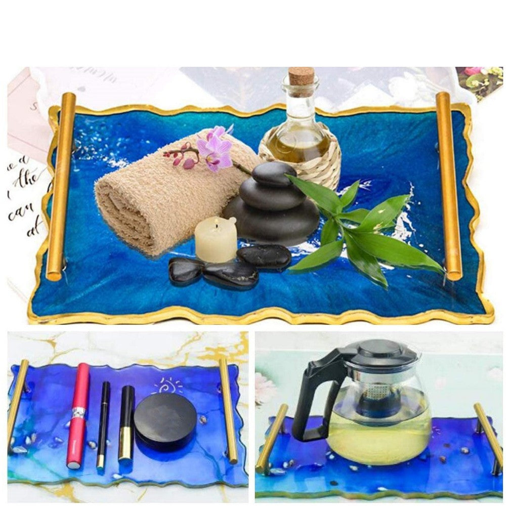 Epoksi Dikdörtgen Dalgalı Tepsi Silikon Kalıbı (19.5X32 cm)