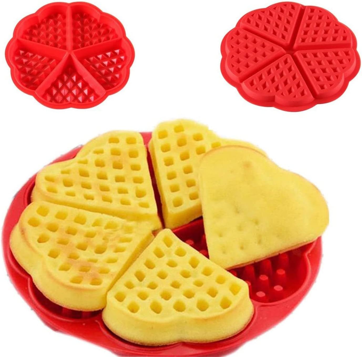 Silikon Kalp Desenli Kek Çikolata Waffle Kalıbı