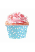Muffin Cupcake Kek Kalıbı Kapsülü Mavi Renk Beyaz Puantiyeli Özel Pet Kapsül 20'li
