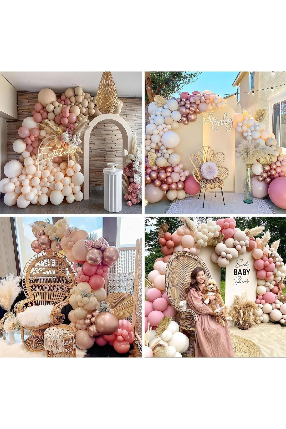 Pudra Pembe Gold Rosegold Doğum Günü Bride To Be Balon Kiti Zinciri