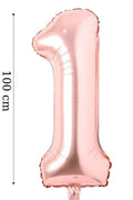Folyo Balon 1 Rakamı Helyum Balon 100 Cm Rose Renk