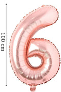 Folyo Balon 6 Rakamı Helyum Balon 100 Cm Rose Renk