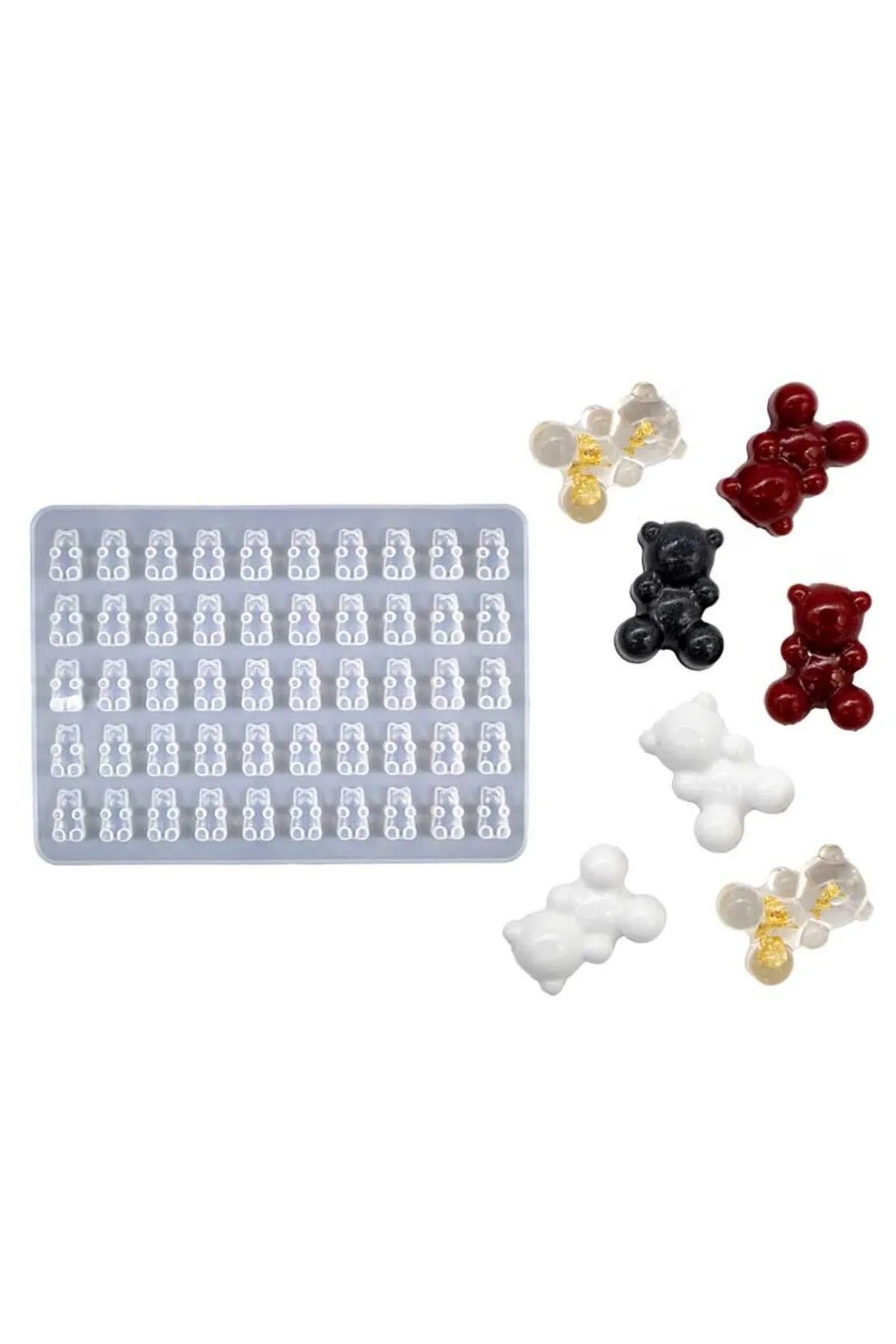 Epoksi Haribo Mini Ayıcık Silikon Kalıp Jelibon Epoksi Kalıbı 50'li