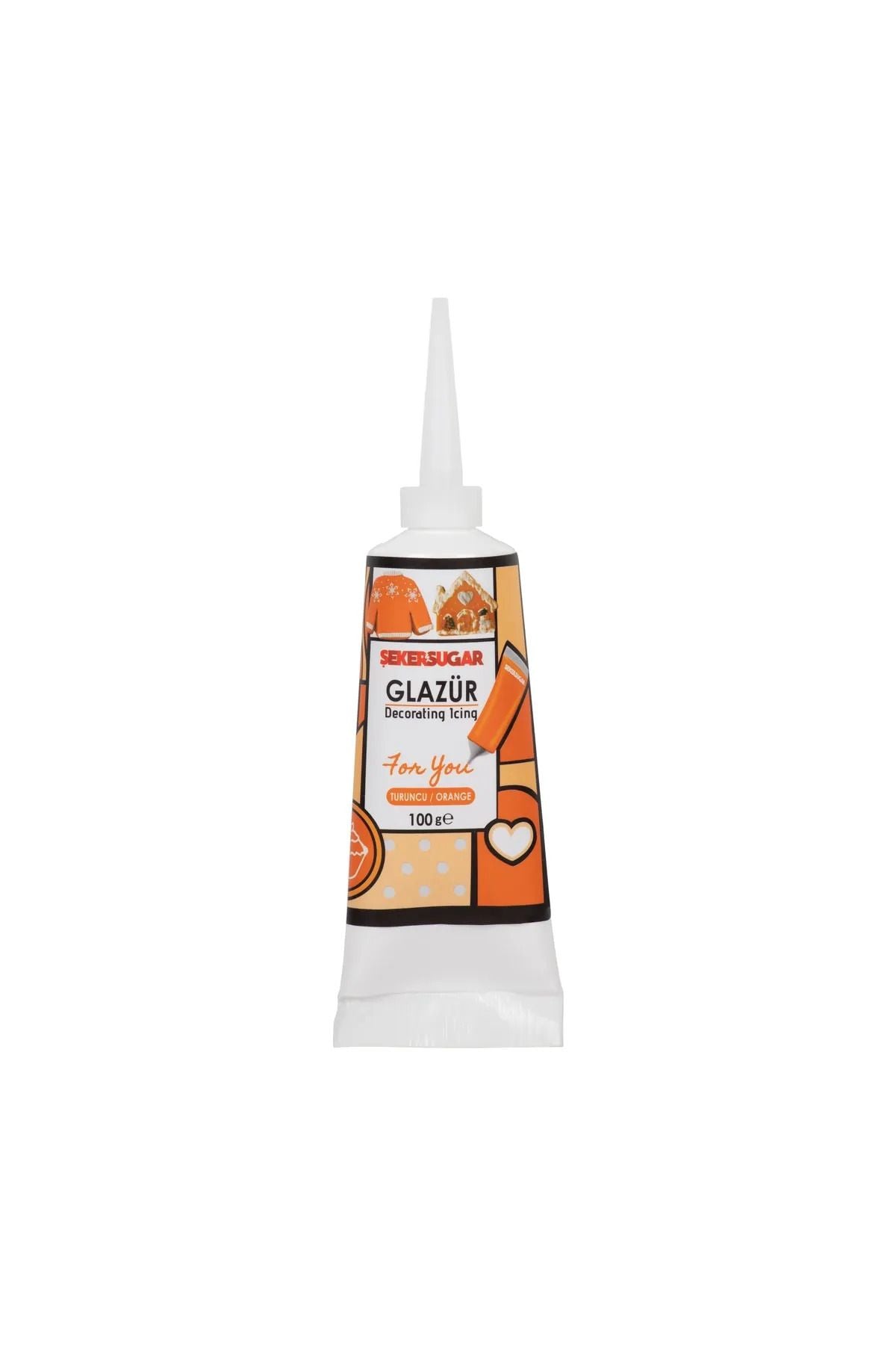 ŞEKER & SUGAR Süsleme Glazürü Turuncu Renk 100 gr