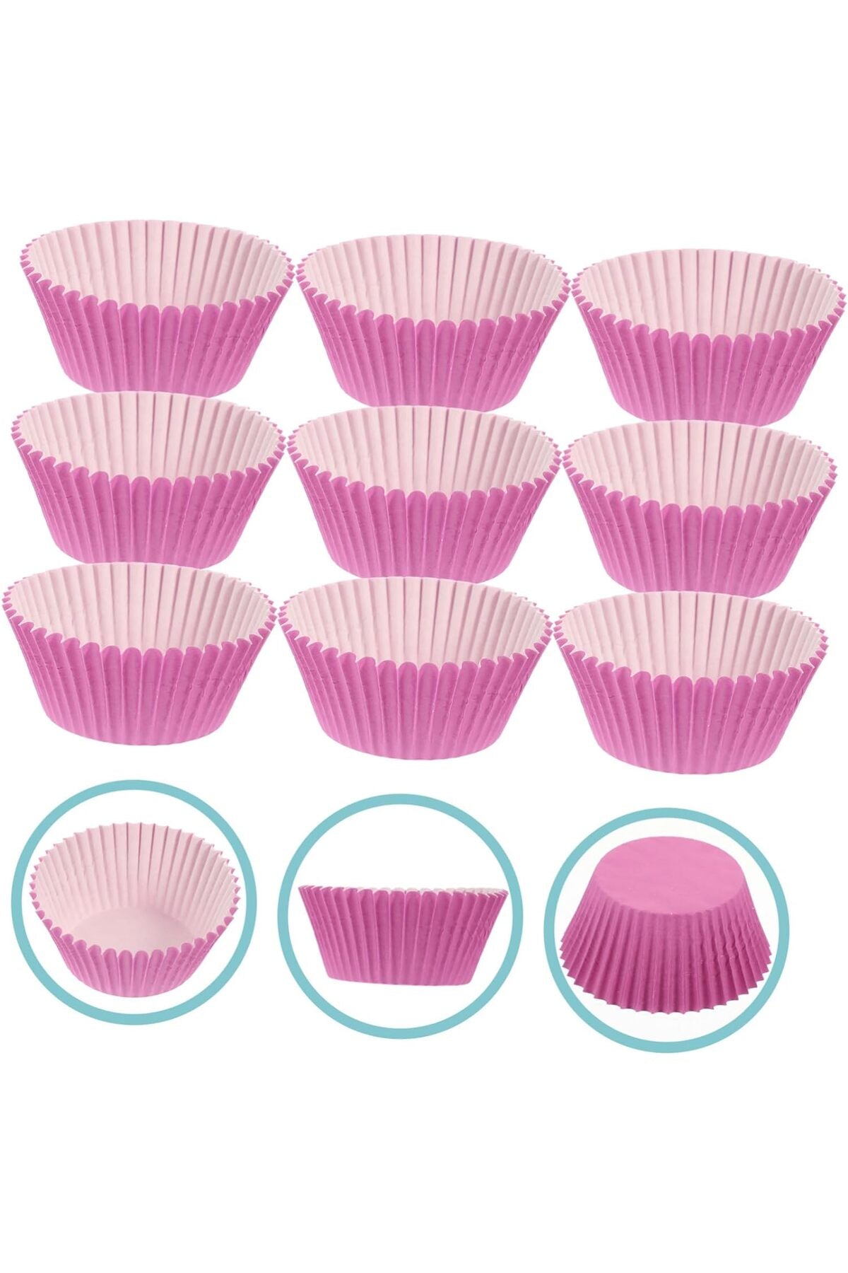 Muffin Cupcake Kek Kalıbı Kapsülü Özel Pet Kapsül 25 Adet Pembe Renk
