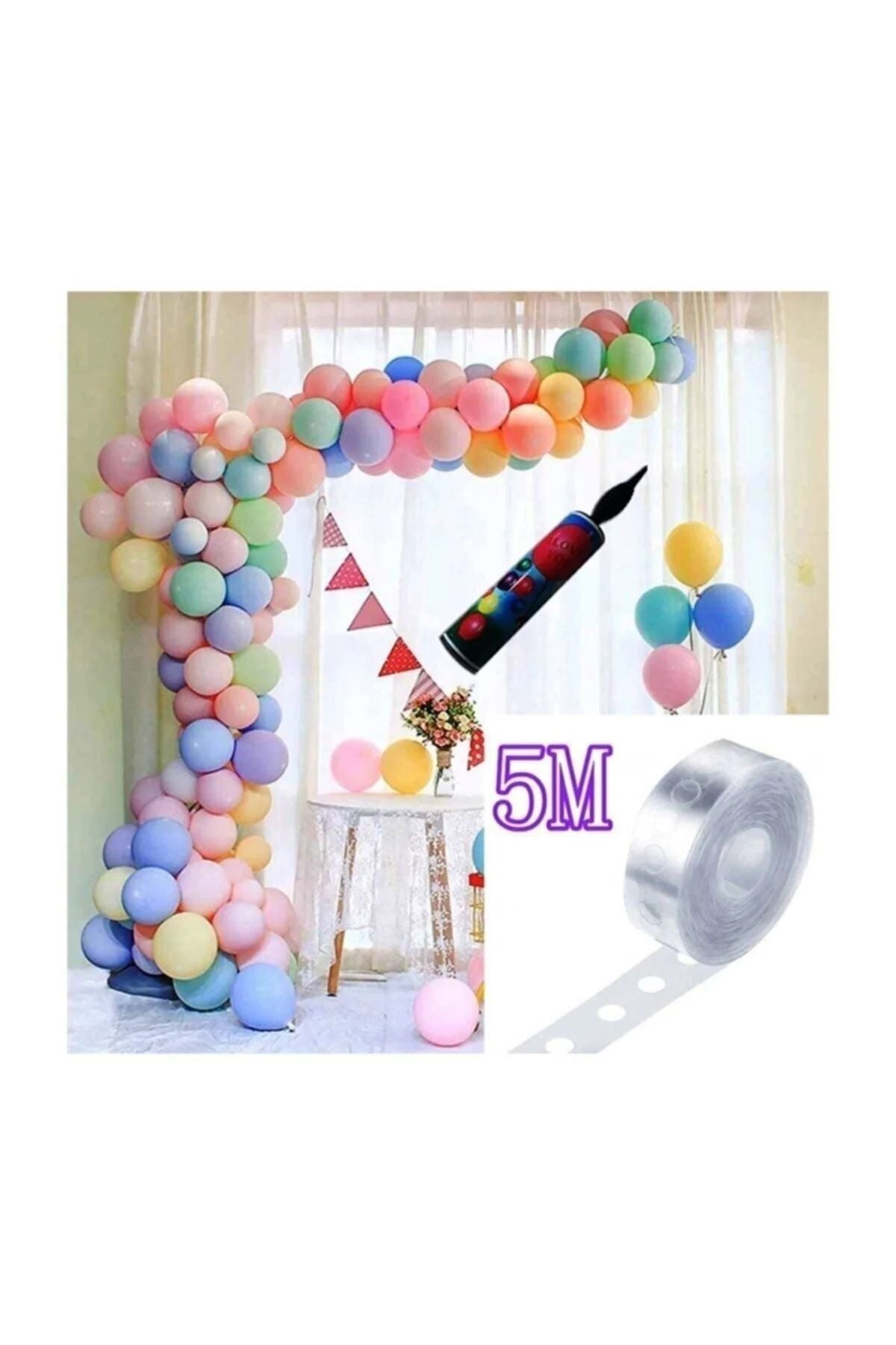 Unicorn Temalı Makaron Soft Renk Pastel Balon Zinciri
