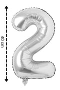 Folyo Balon 2 Rakamı Helyum Balon 40 Cm Gümüş Renk