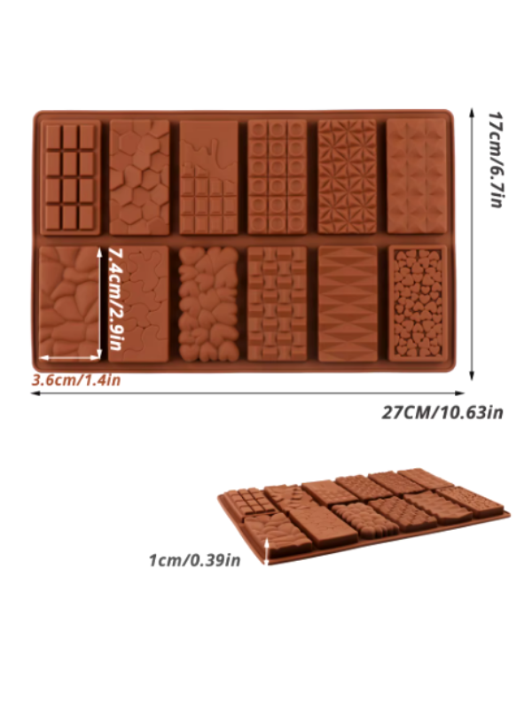 Dubai Tablet Çikolata Bar Kalıbı 12 Farklı Desenli