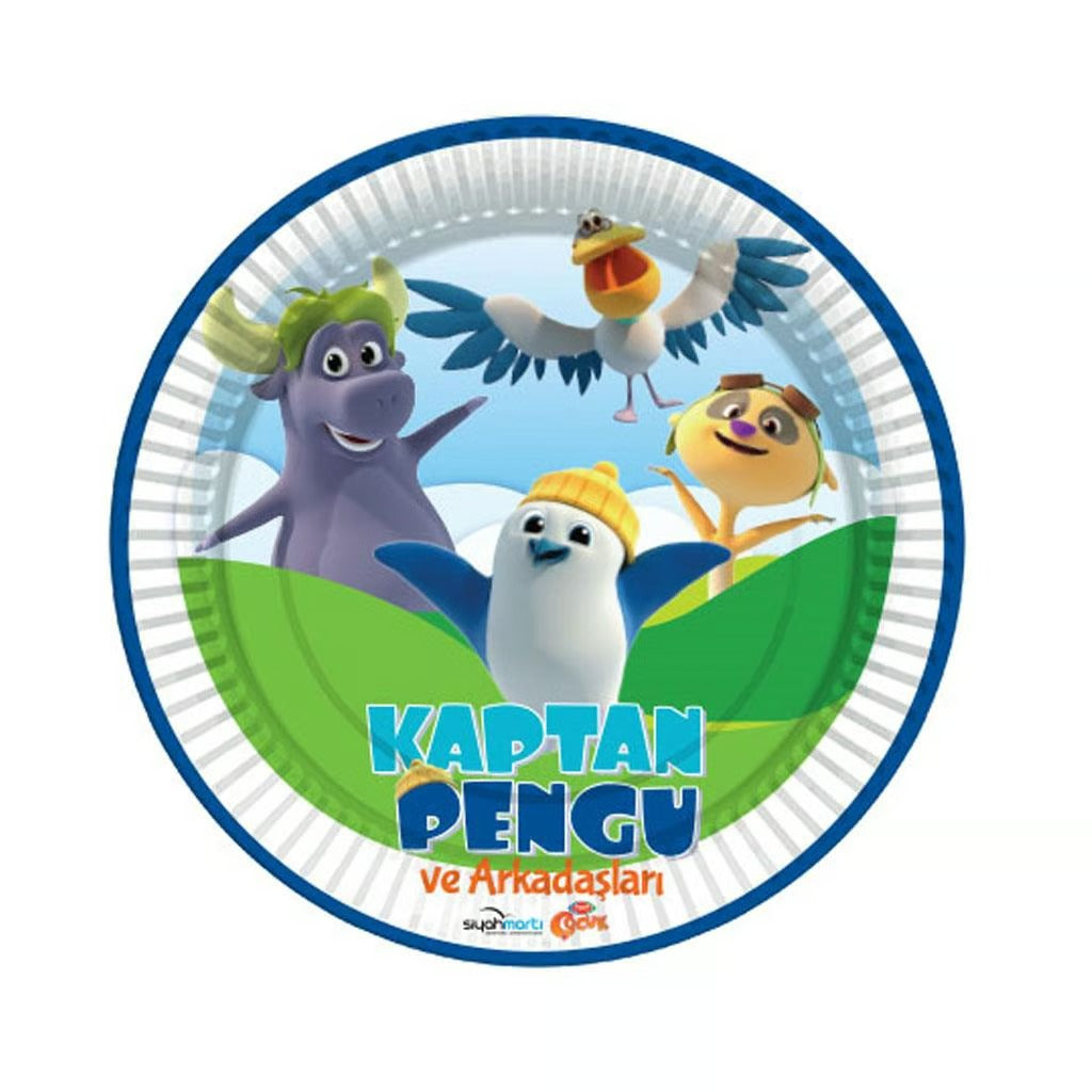 Kaptan Pengu Temalı Karton Tabak