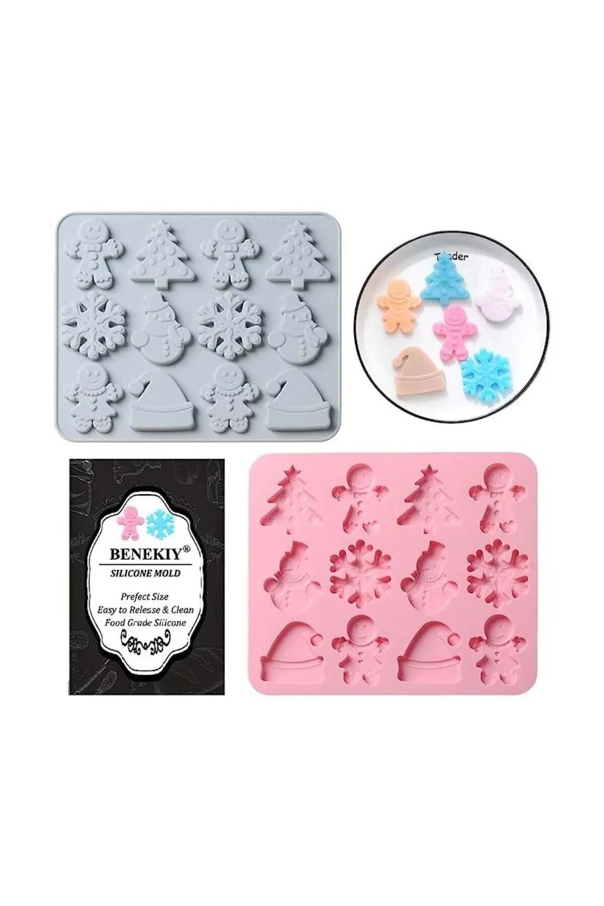 Yılbaşı Temalı Kek Çikolata Sabun Mum Epoksi Reçine Silikon Kalıbı
