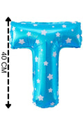 Folyo Balon T Harfi Helyum Balon 40 Cm Mavi Renk