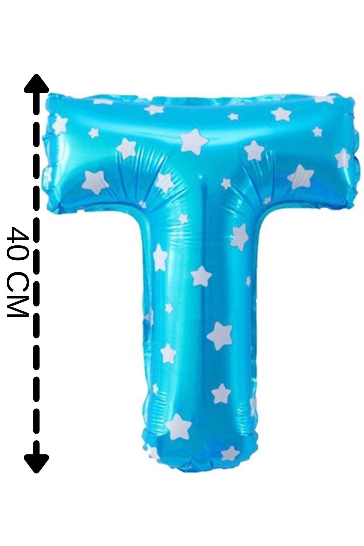 Folyo Balon T Harfi Helyum Balon 40 Cm Mavi Renk