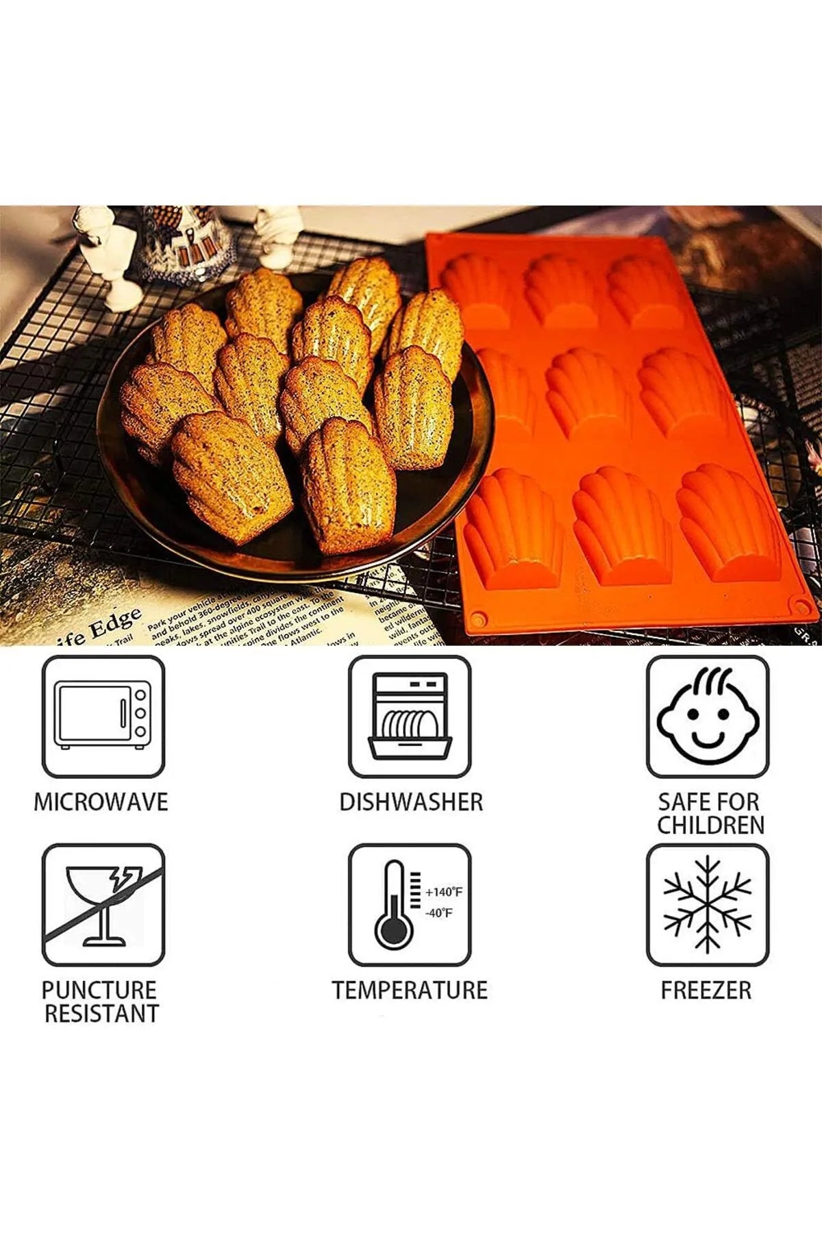 Silikon Madlen Desenli Kurabiye Çikolata Kalıbı