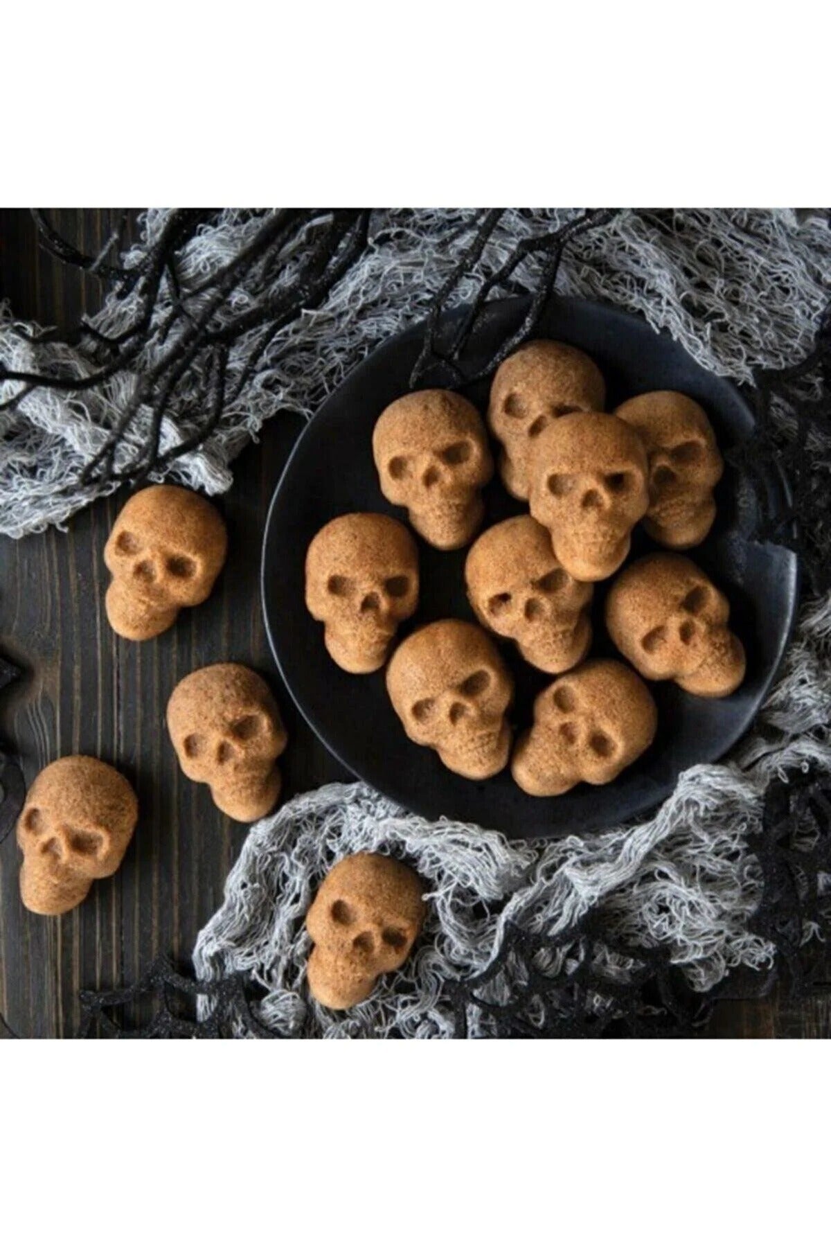 Tinky Winky Cadılar Bayramı Halloween Temalı Kuru Kafa Silikon Kek Çikolata Muffin Kalıbı