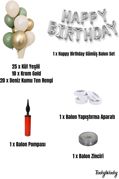 Deniz Kumu Pastel Ten Rengi Doğum Günü Ve Nişan Balon Zinciri