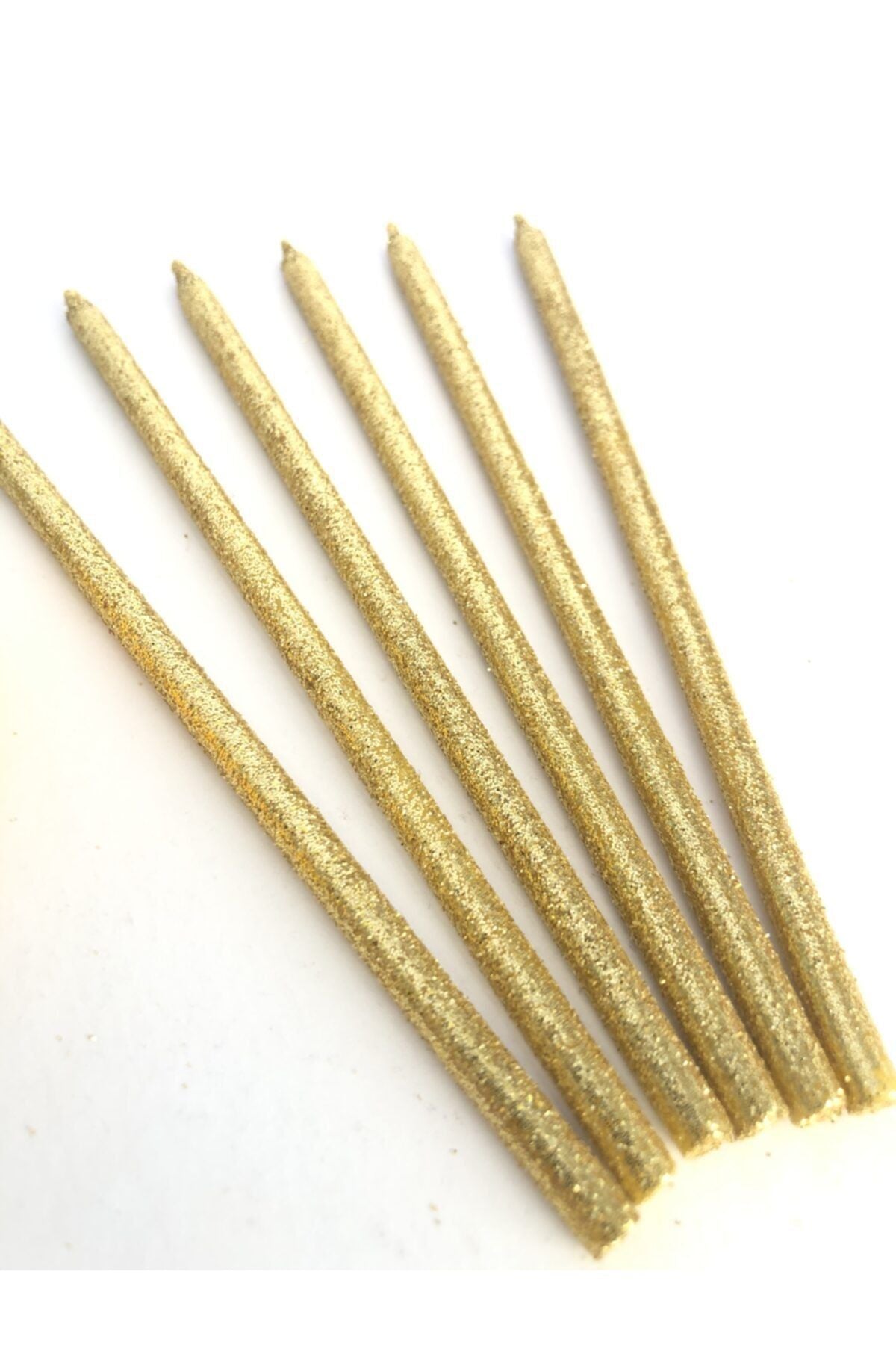 Gold Renkli 14 Cm Simli Mum