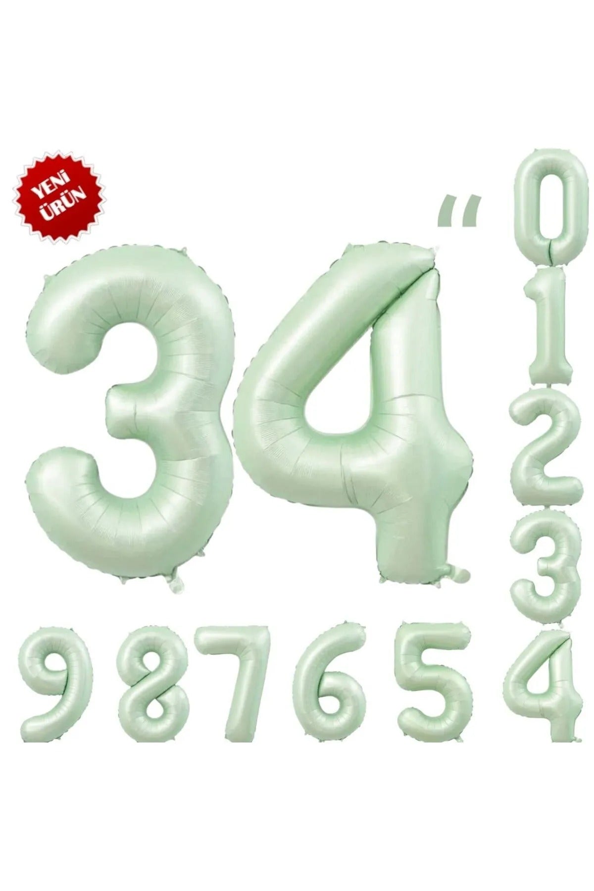 Folyo Balon 4 Rakamı Helyum Balon 76cm Retro Yeşil Renk