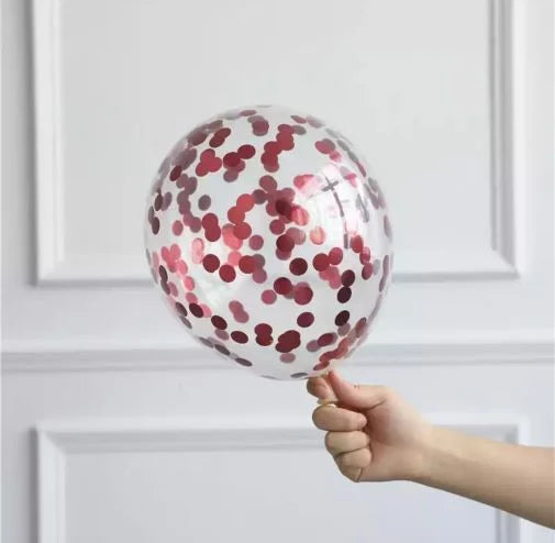 Kırmızı Konfetili Şeffaf Balon 10 Adet
