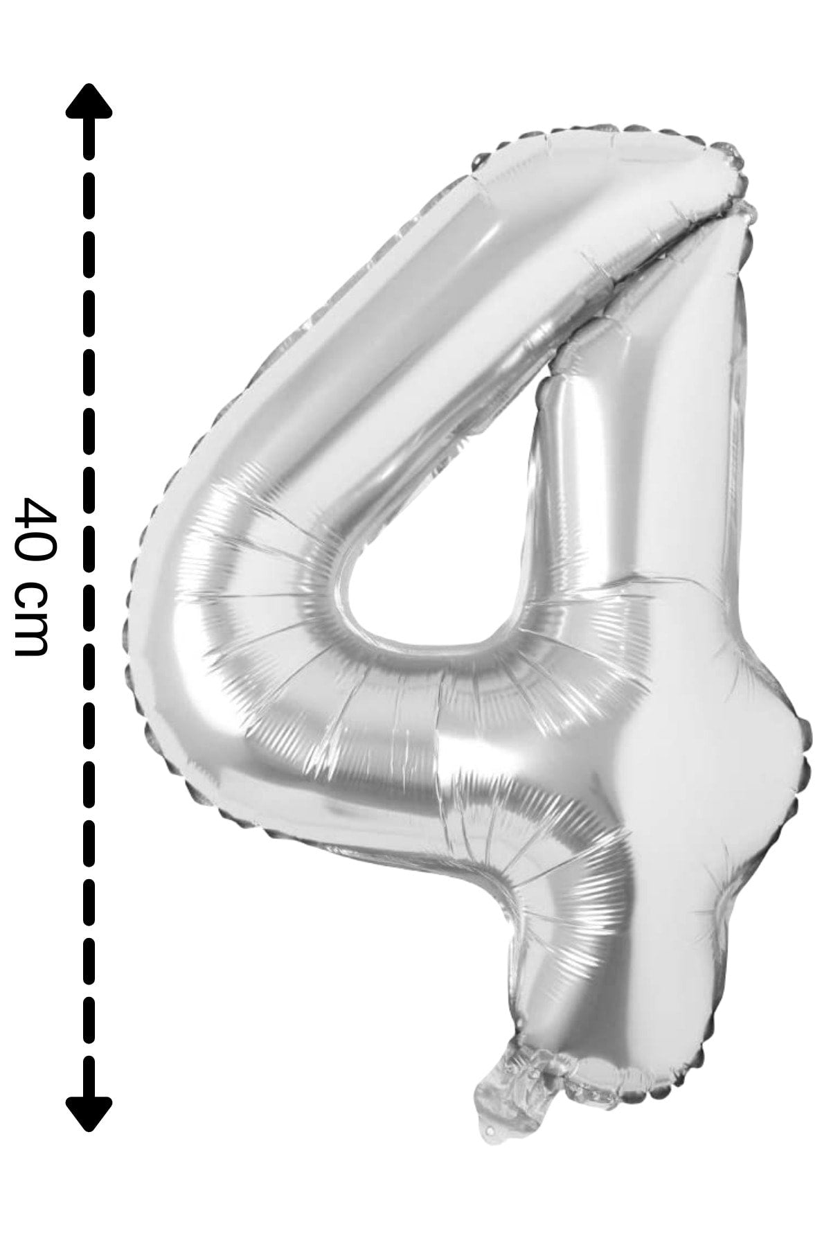 Folyo Balon 4 Rakamı Helyum Balon 40 Cm Gümüş Renk