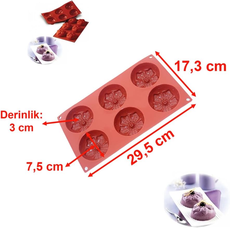 Silikon Çiçek Desenli Çikolata Kek Muffin  Kurabiye Kalıbı