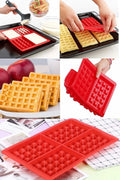 Waffle Dikdörtgen Desen Kırmızı Silikon Kalıbı