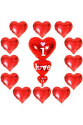 Sevgililer Günü Kırmızı Kalp Balon, Xl Folyo I Love You Seti 14 Şubat Süslemesi 11 Parça