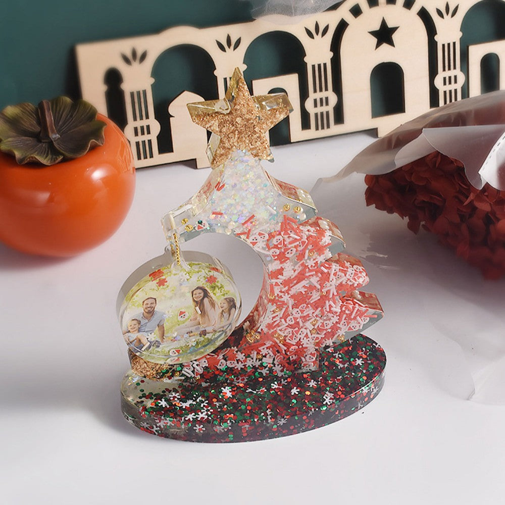 Epoksi Reçine Silikon Yılbaşı Noel Çam Ağacı Desen Fotoğraf Çerçevesi Dekoratif Resimlik Kalıbı