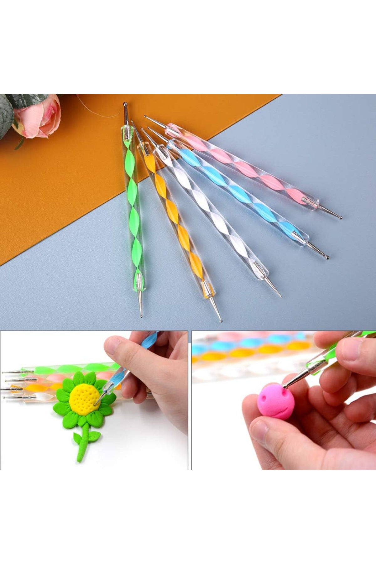 Çiçek Modelleme Çubuğu  Şeker Hamuru Çömlek Seramik Heykel Mandala Çiçek Yapma Marzipan Seti