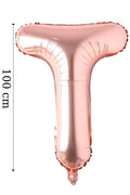 Folyo Balon T Harfi Helyum Balon 100 Cm Rose Renk