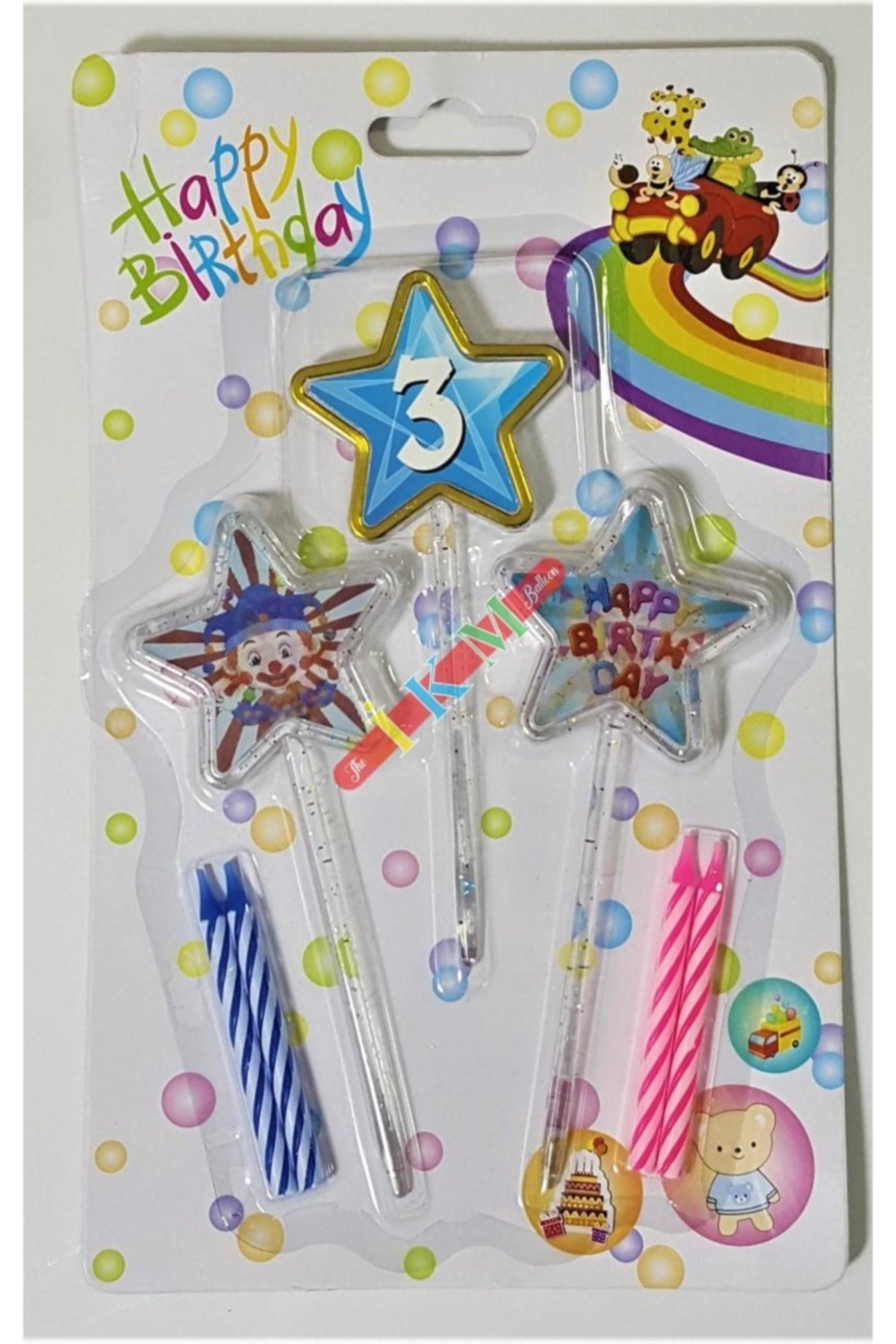 Yıldız Figürlü 3d Tasarımlı Mum Mavi Renk 3 Rakamı 13 Cm (Agamograph Mum)
