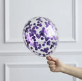 Mor Konfetili Şeffaf Balon 10 Adet