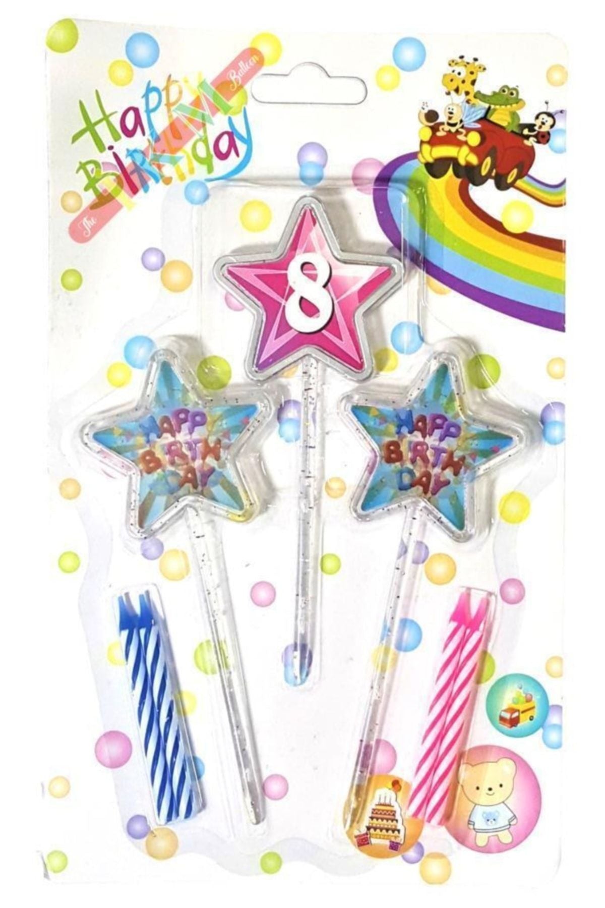 Yıldız Figürlü 3d Tasarımlı Mum Pembe Renk 8 Rakamı 13 Cm (Agamograph Mum)