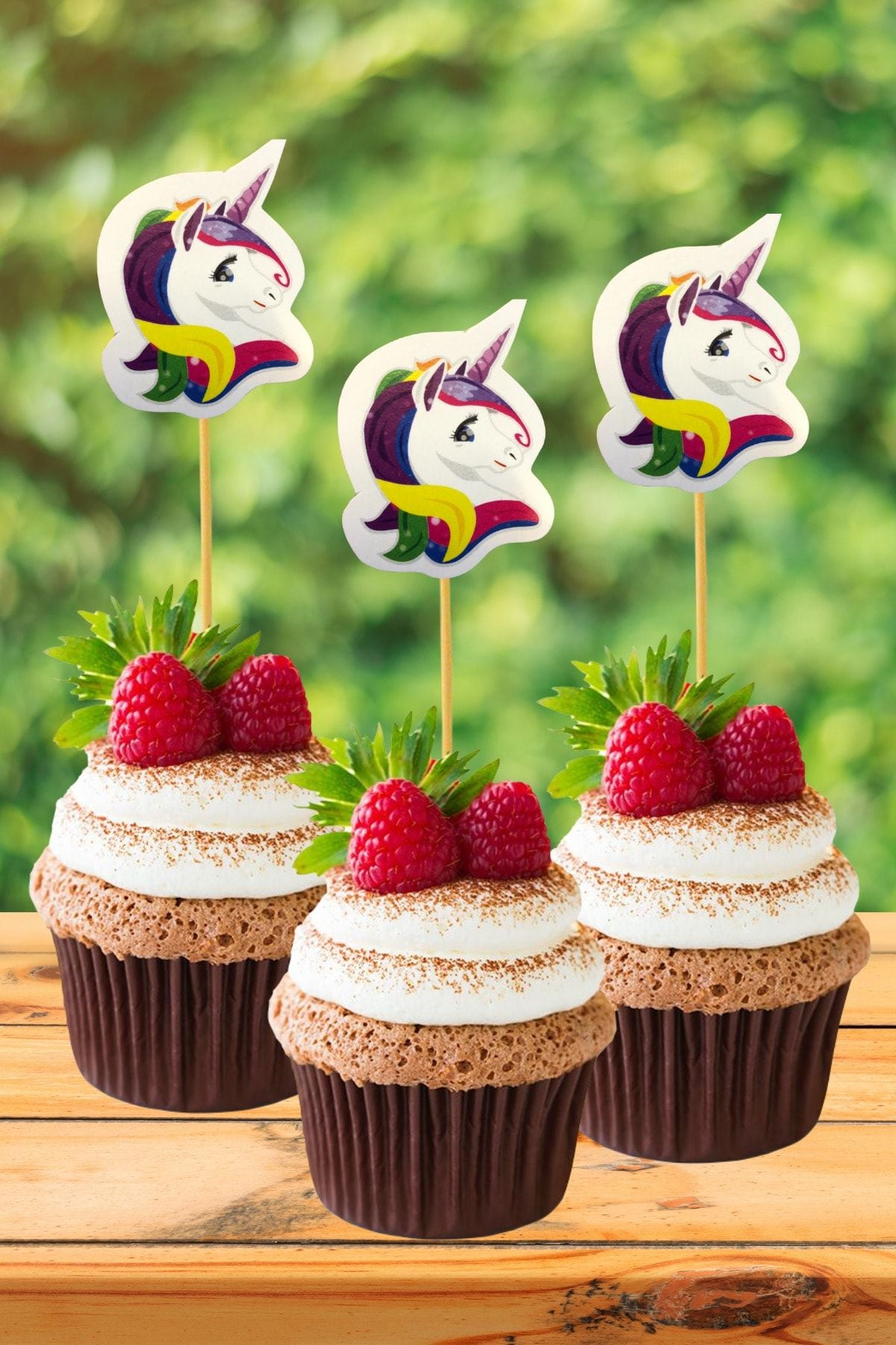 Unicorn Karakterli Kürdan 10 Adet 9 cm Cupcuke Muffin Kürdan