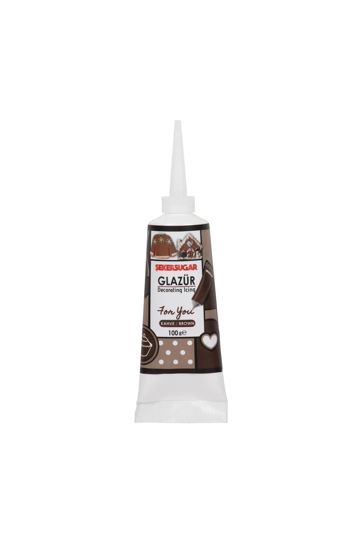 ŞEKER & SUGAR Süsleme Glazürü Kahverengi Renk 100 Gr