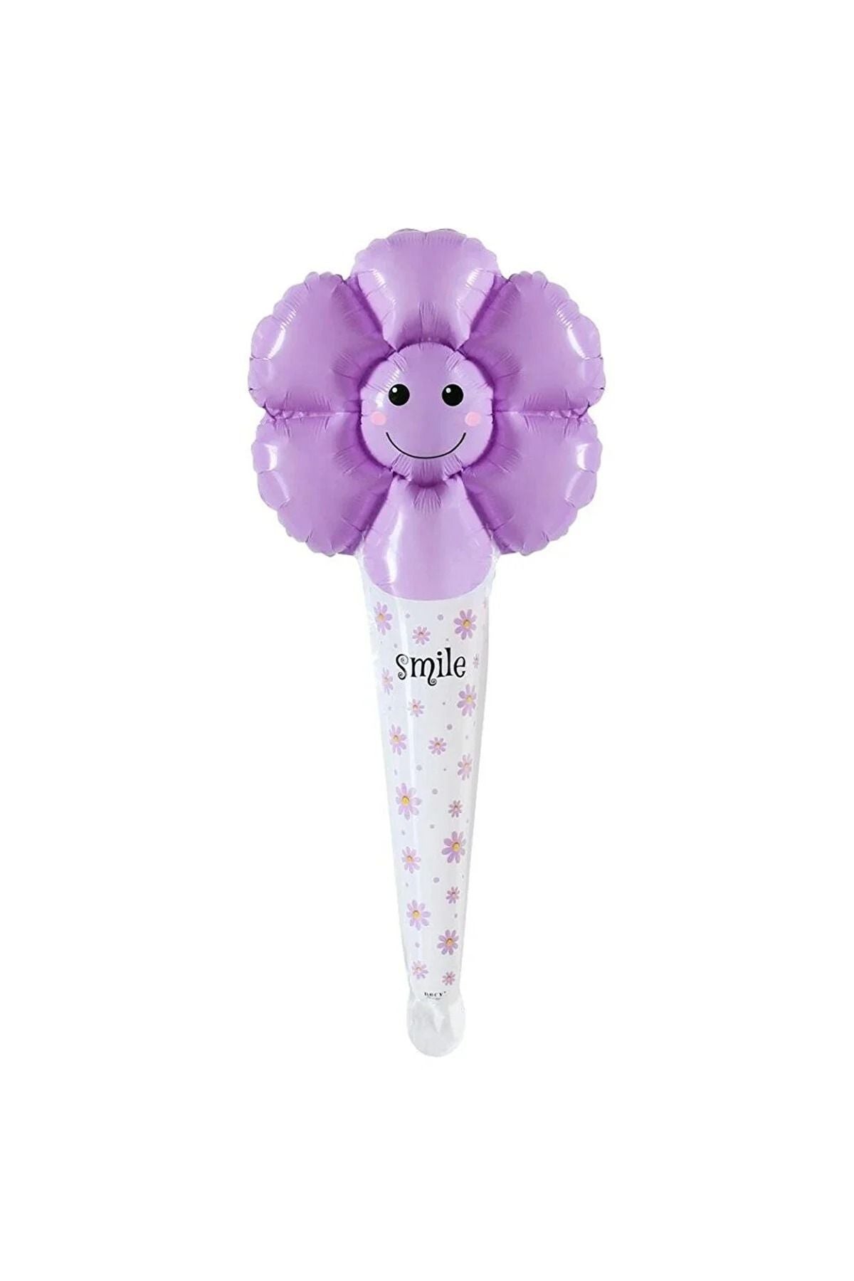Mor Papatya Saplı Folyo Balon