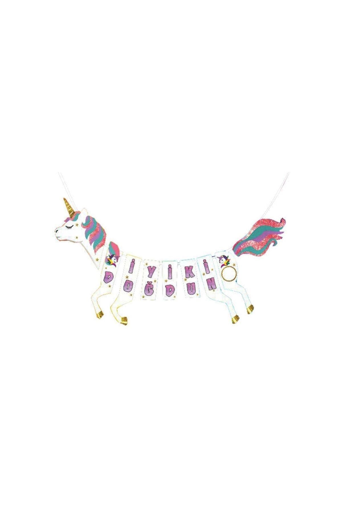 Unicorn Karakterli Boynuzlu At Temalı Pony Parti Konsep3d Banner