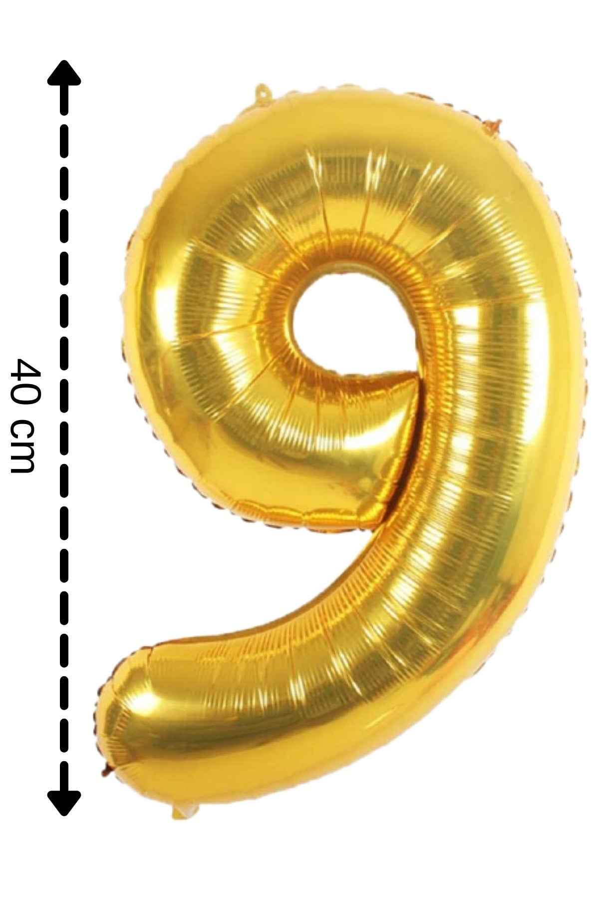 Folyo Balon 9 Rakamı Helyum Balon 40 Cm Altın Renk